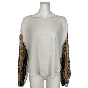 Free People We The Free Blossom Thermal Top Shirt XS Ivory Oversize Fall Fashion